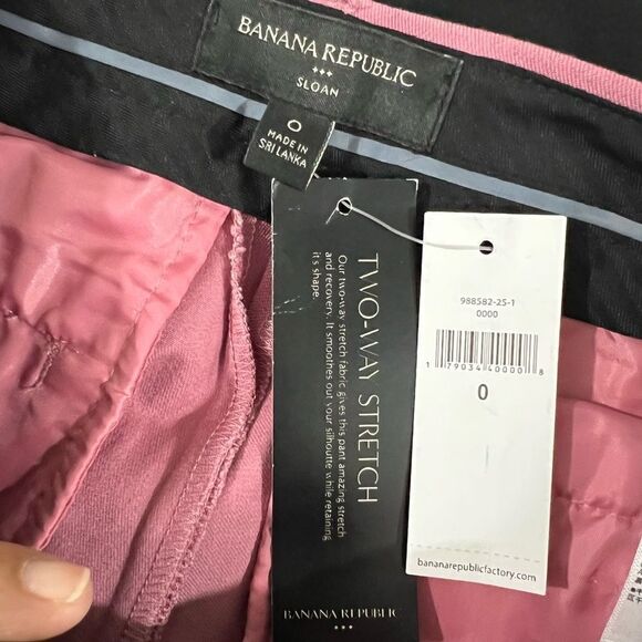 New! Banana Republic Sloah Two-Way Stretch Ankle Crop Mid-Rise Pink Pants Sz 0 - Picture 11 of 11